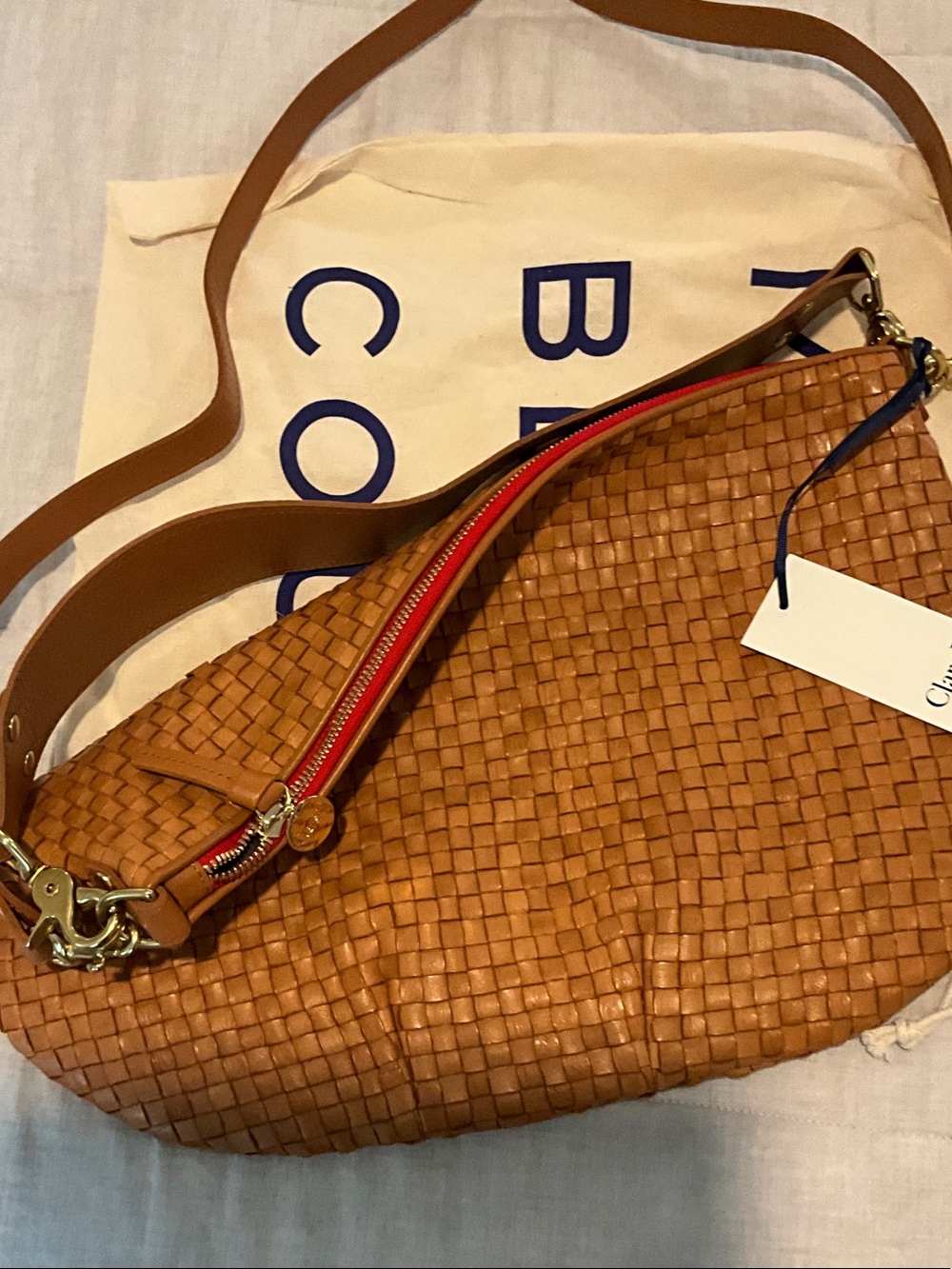 Clare V Moyen Messenger Tan with Red Zipper - Picture 2 of 4